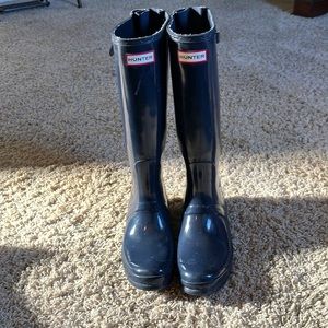 Navy Blue glossy hunter boots size 11